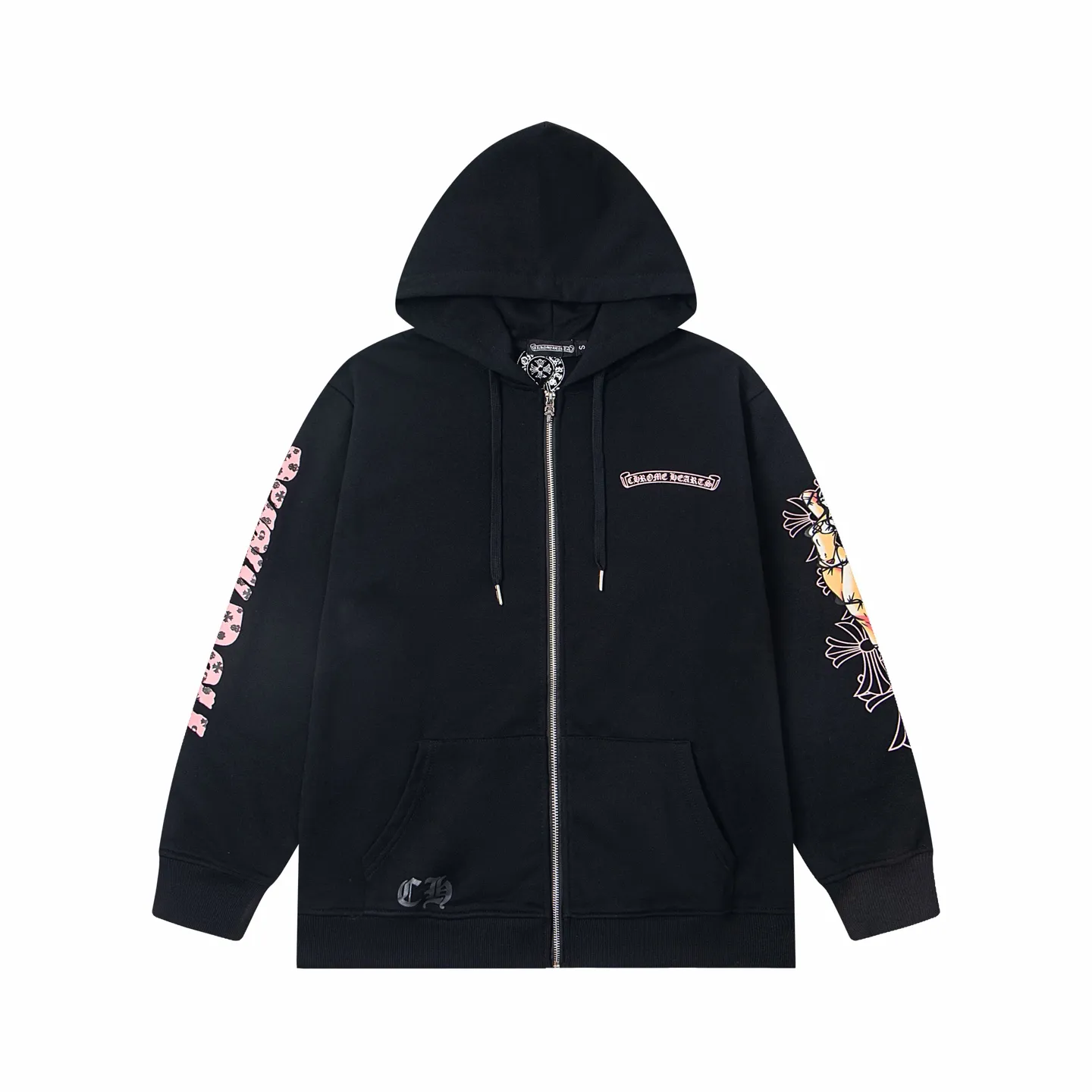 P280 Style number: Y265 Chrome Hearts Deadly Doll co-branded comic girl zipper long-sleeved hooded sweatshirt jacket. Heavy production. Scan the QR code to enter the official website in seconds. All customized originals are the same. Many details. What you see is what you get. Look for the exclusive background. Zhengerbajing 500g pure cotton large terry fabric. All fabrics have been shrunk in advance. Quality first. What you see is what you get. The pattern will not change after one wash. Distinguish some disposable clothes in the market. Three standards The packaging is complete, all original versions are restored and customized, the same style for men and women is versatile, a more classic version, the version is very unique, hangtag, hanging particles, washed, packaging bag, full set of accessories, very good appearance, super exquisite workmanship, color: black, size: S-XL